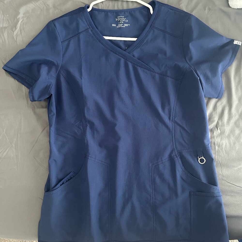 Infinity Women's 4-Pocket STRETCH Mock Wrap Scrub Top